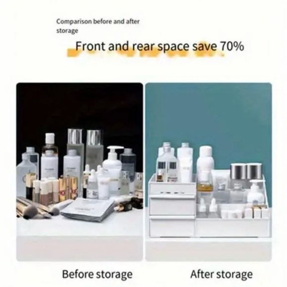 New - Large Capacity - Chic Vanity Organizer - Polished White - Picture 5 of 7